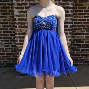 Blondie Nites Strapless Blue Dress
